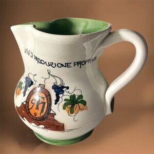 Vintage Pottery Wine Pitcher Winery Spa Italy Montegrotto Terme Handmade